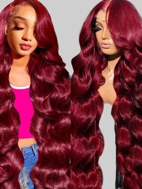 99J Burgundy Lace Front Wigs Human Hair 13x6 Body Wave 30"